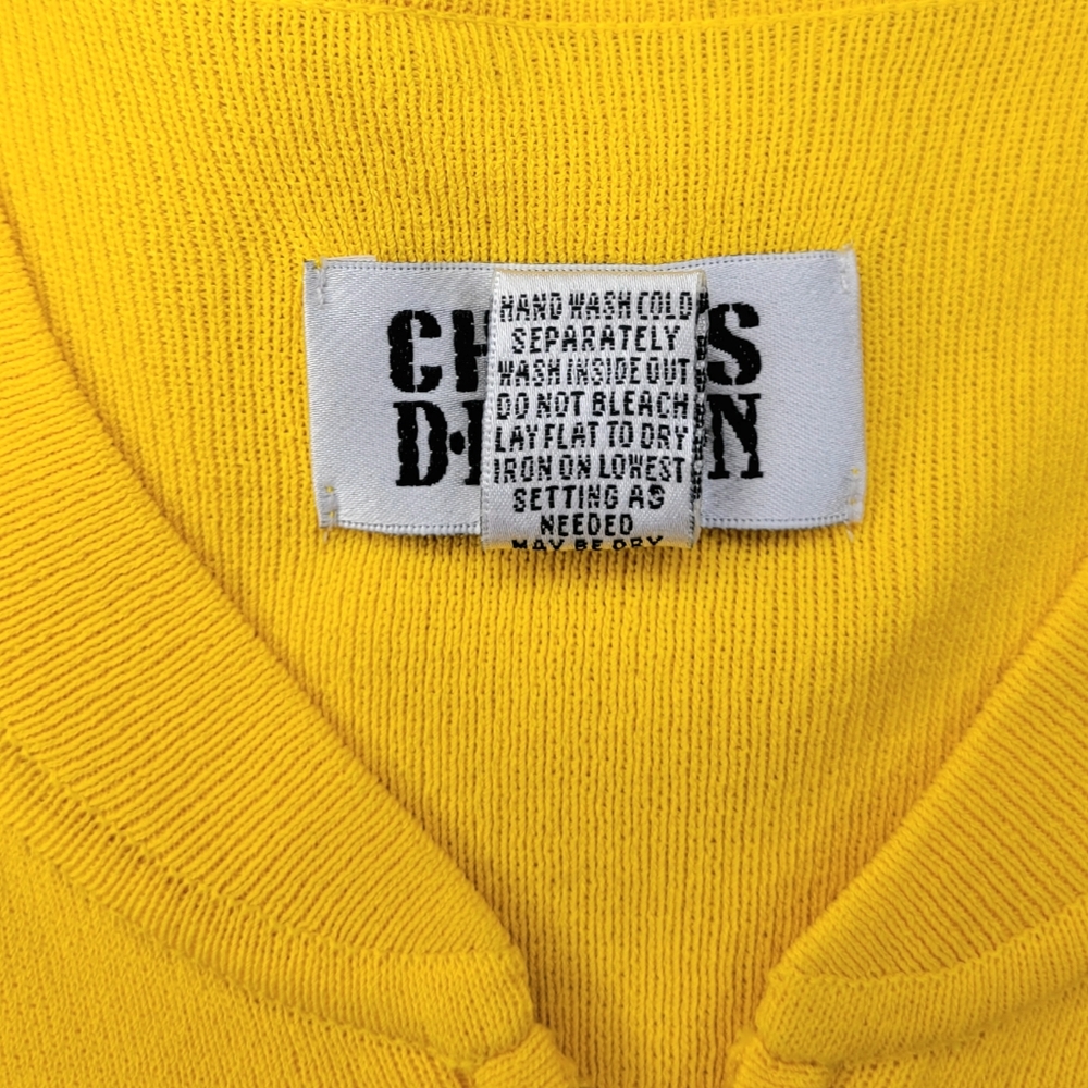 Chico's Design Women’s Cardigan Sweater Size 2 Large Yellow Knit Zip Long Sleeve - Picture 10 of 13